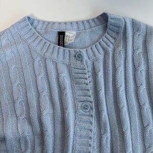 Cable Knit Baby Blue Cropped Cardigan